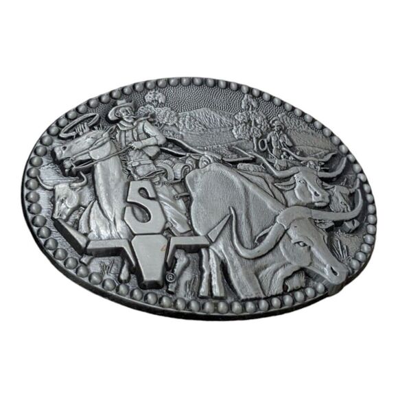 Vintage Cowboy Western Zee Series Award Design Medals Belt Buckle - Steer Roping - Picture 1 of 4